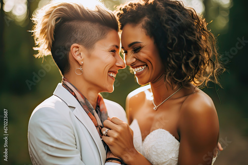 LGBTQ wedding vows. LGTBI concept Embrace diversity social responsability photo