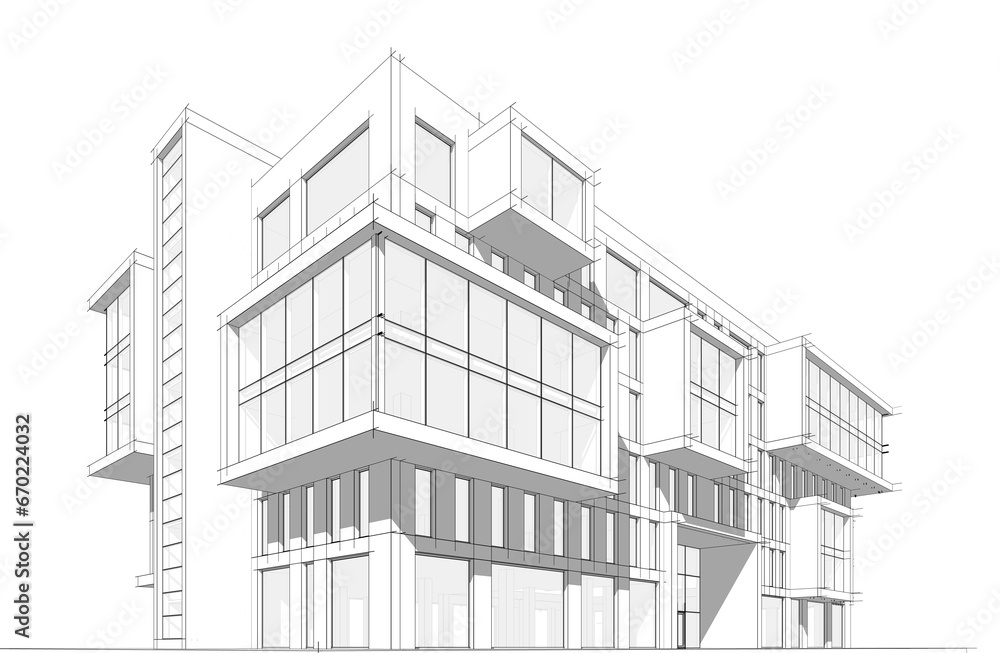 Office building 3d rendering 3d illustration Office building 3d rendering 3d illustration