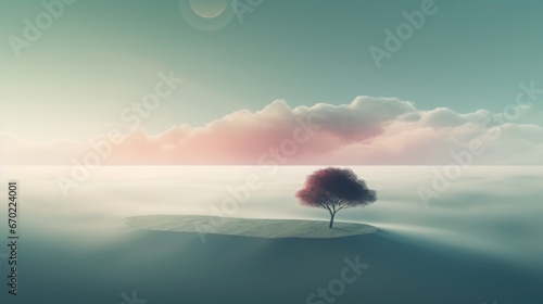 Ethereal Landscape Wallpaper for Desktop - A Magical, Otherworldly Vision of Nature's Beauty - Serene Horizon and Vibrant Skies - Ideal for Dreamy Desktop Backgrounds. Generative AI
