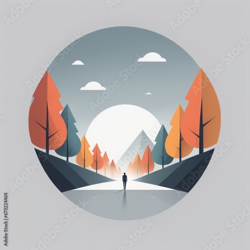 winter landscape with trees and mountains winter landscape with trees and mountains winter landscape. a man in a white sweater and a hat in the mountains. vector illustration.