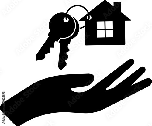vector illustration of a house and house keys on a transparent background