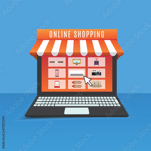 Open shop online, start e-commerce store selling product online, build website create virtual store in the internet concept, business people shop owner building new website on laptop computer.