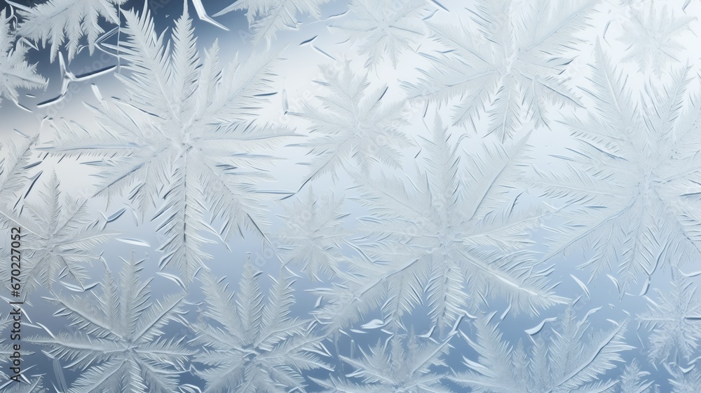 Close-up of a frost-covered windowpane, showcasing intricate ice crystals in delicate patterns. High-resolution image with translucent, smooth texture, capturing the beauty of winter's cold Close-up of a frost-covered windowpane, showcasing intricate ice crystals in delicate patterns. High-resolution image with translucent, smooth texture, capturing the beauty of winter's cold