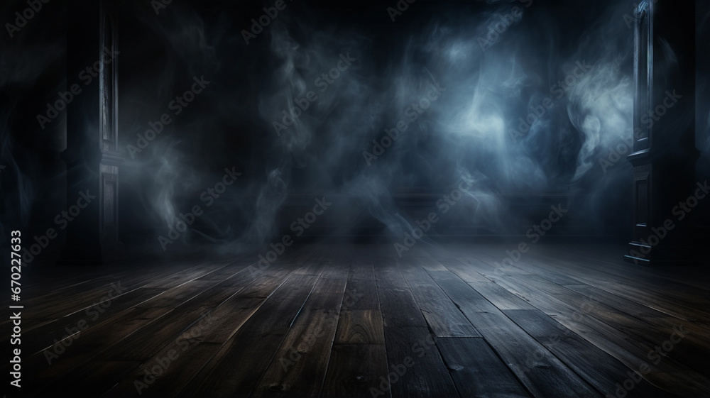 dark wooden floor, smoke and smoke background. empty place. dark wooden floor, smoke and smoke background. empty place.