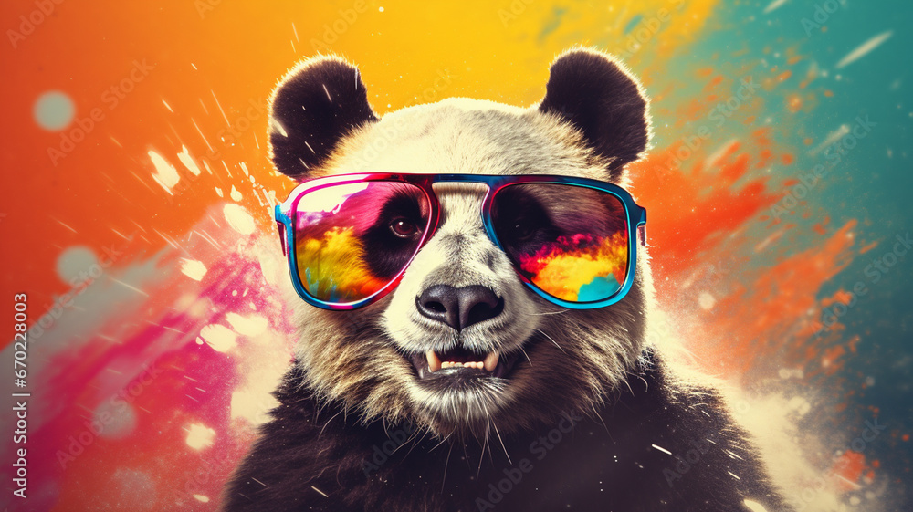 funny panda in sunglasses with paints funny panda in sunglasses with paints