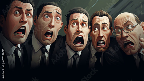 Bunch of scared business men