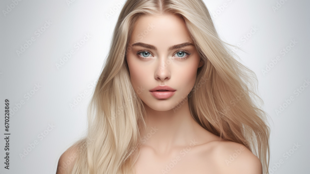 Beautiful blonde girl with perfect skin, cosmetics beauty skin care salon advertisement baner	
 - obrazy, fototapety, plakaty 
