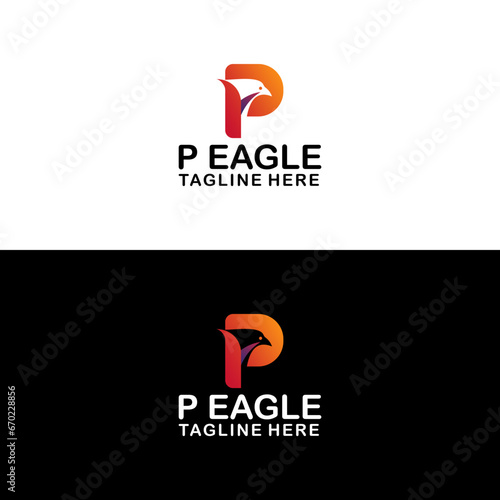 Strong Eagle and letter p creative logo vector