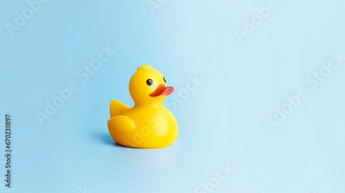 One out unique rubber duck concept on a blue backgro photo