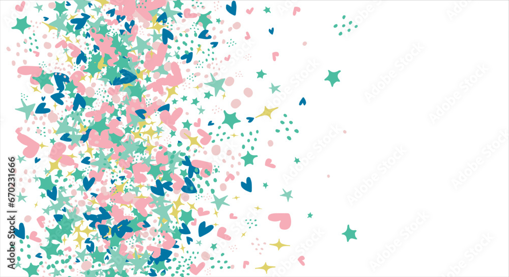 confetti, hearts, stars pink for promotions and events . party, diary, decorate, event. Vector illustration.