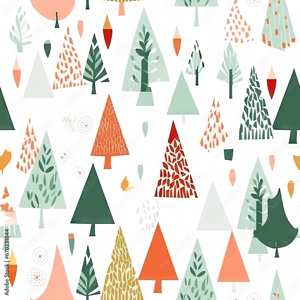 Obraz premium christmas seamless pattern with christmas tree on a white background