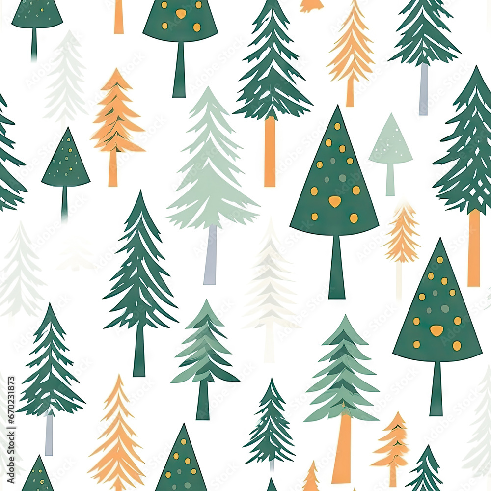 christmas seamless pattern with christmas tree on a white background