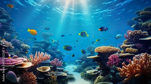 beautiful underwater scenery with various types of f © Jodie
