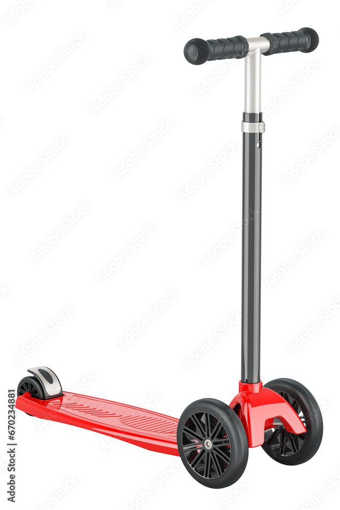Toddler Scooter, kids scooter with three wheels and adjustable handle, 3D rendering isolated on transparent background Toddler Scooter, kids scooter with three wheels and adjustable handle, 3D rendering isolated on transparent background