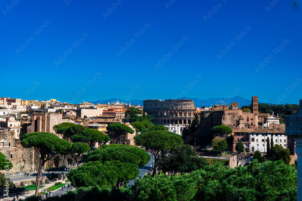 Colosseum and citiyscape in rome