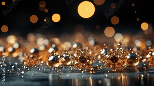 Christmas background with Shining gold Snowflakes
