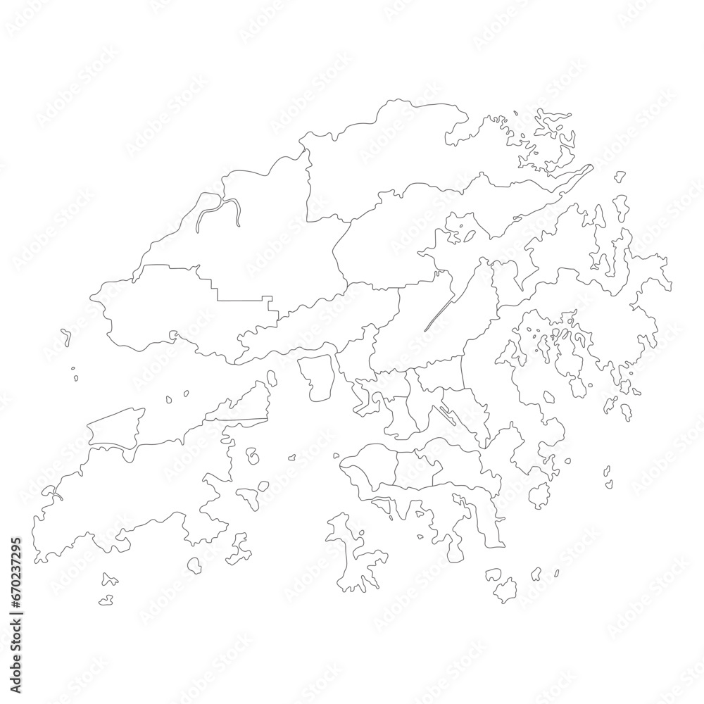 Hong Kong map. Map of Hong Kong in administrative regions