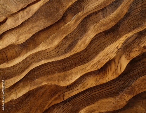 Abstract closeup of detailed organic brown wooden waving waves. Generative AI