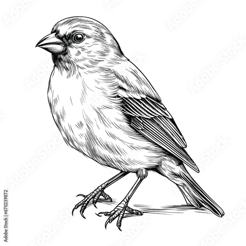 Hand Drawn Sketch Canary Bird Illustration