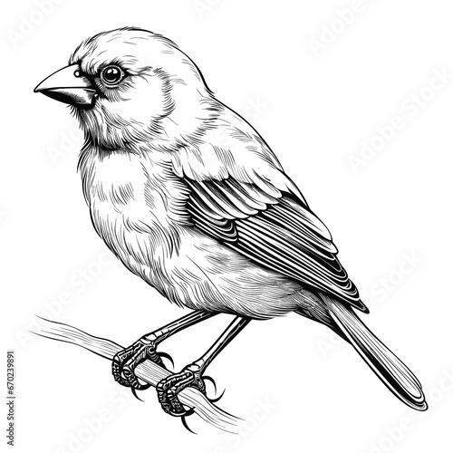 Hand Drawn Sketch Canary Bird Illustration