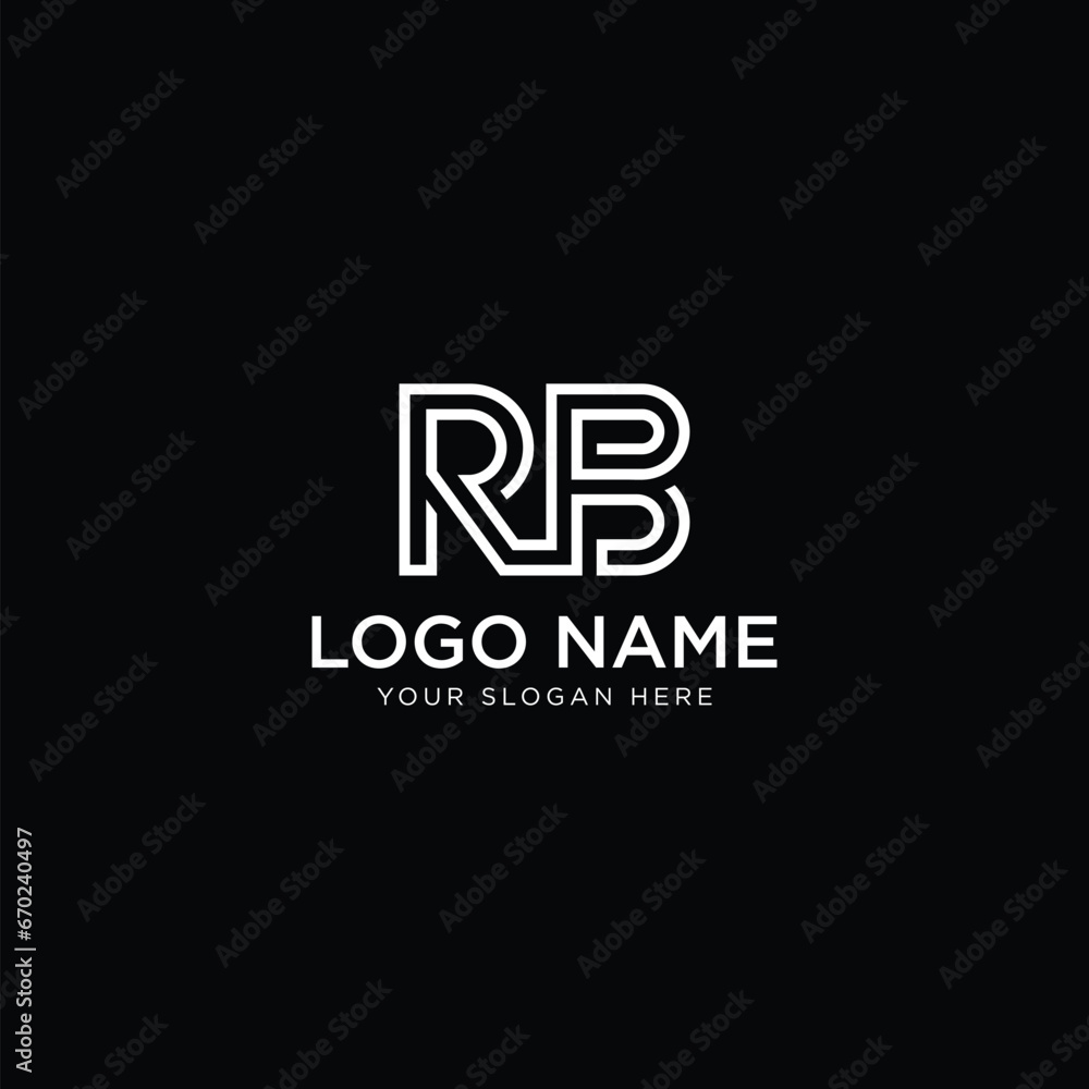 initial letter RB logo design template modern minimalistic stock vector