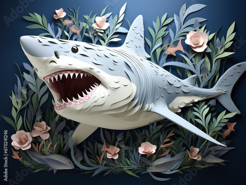 Cut Paper Art of a Shark