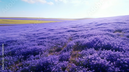 An aerial view of a Gemstone Gentian field, resembling a breathtaking blue and purple carpet stretching to the horizon.
