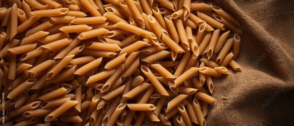 Obraz premium A pile of pasta sitting on top of a table. Generative AI.