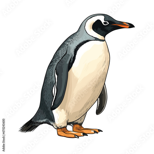 Hand Drawn Flat Color Penguin Illustration