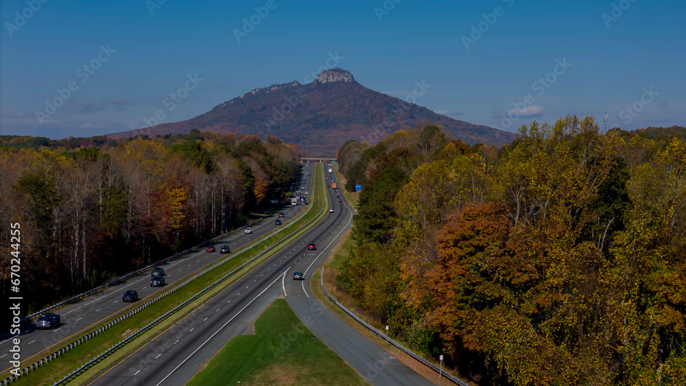 Aerial View Pilot Mountain In The U.S. State Of North Carolina