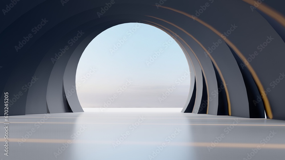 Obraz premium Abstract architecture background arched interior 3d render
