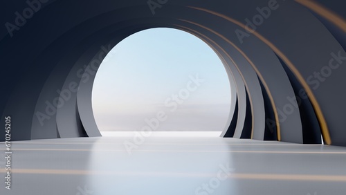 Abstract architecture background arched interior 3d render