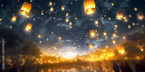 flying lanterns in lantern festival © Melinda Nagy