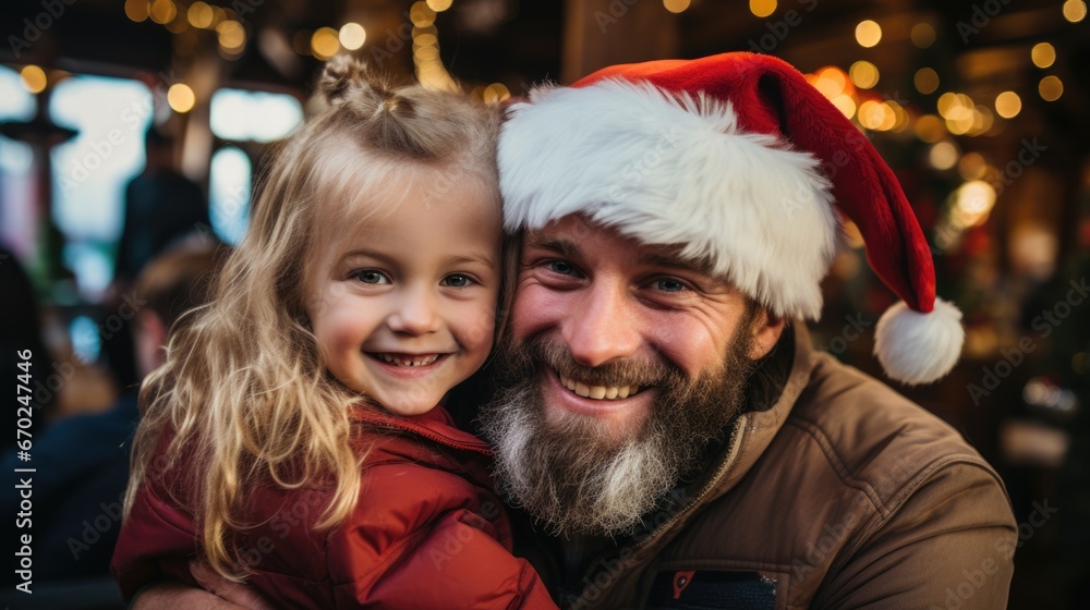A father and daughter celebrate Christmas eve together at home. A father and daughter celebrate Christmas eve together at home.