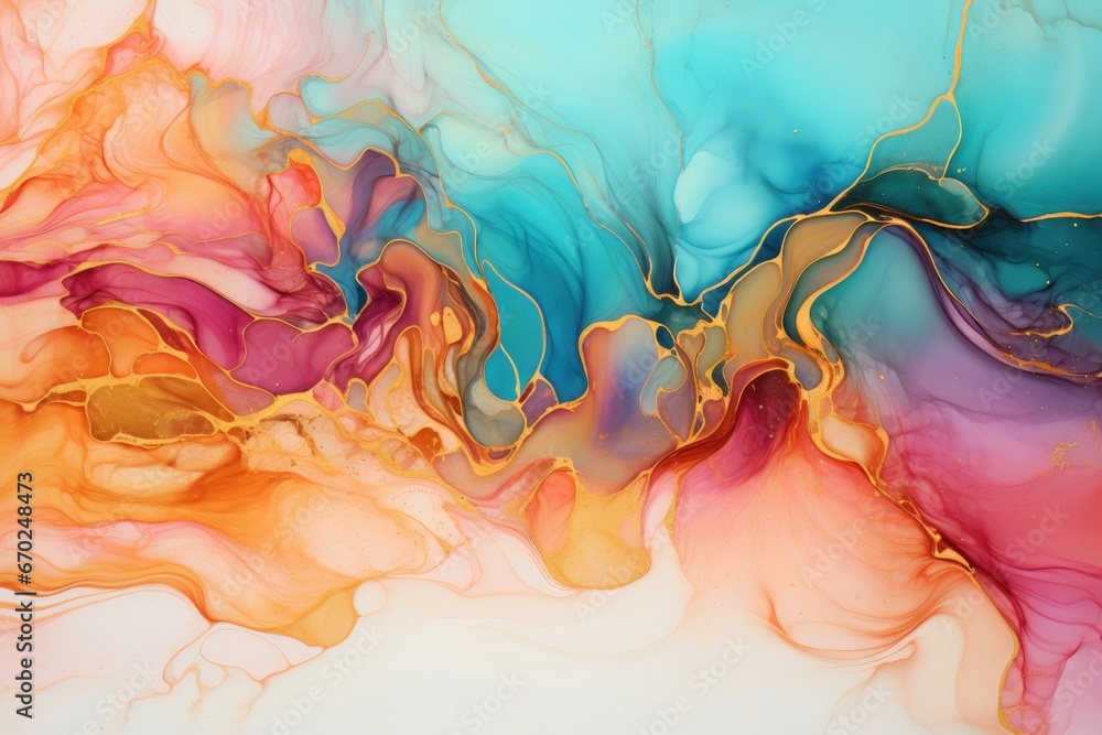 Abstract fluid art painting in alcohol ink technique