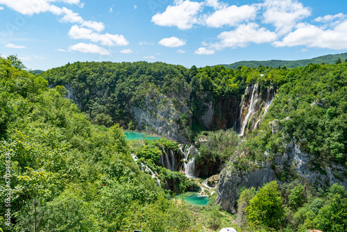 Plitvice Lakes National Park is one of the oldest and largest national parks in Croatia. This photo is taken in July, 2023. 