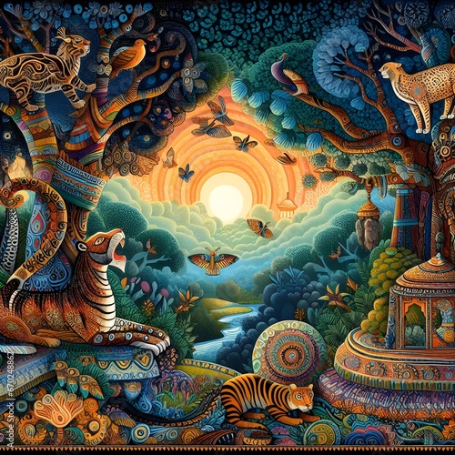 Wallpaper Mural painting of animals in jungle Torontodigital.ca