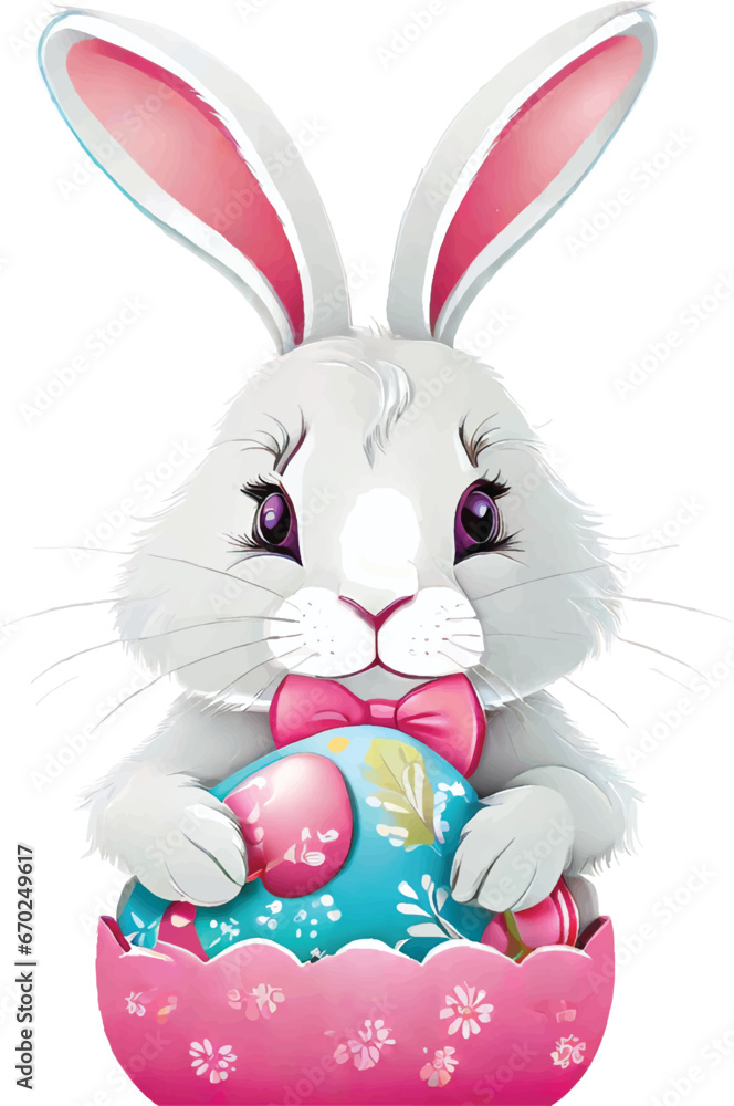 Easter Bunny With Egg Illustration Vector Easter Bunny With Egg Illustration Vector