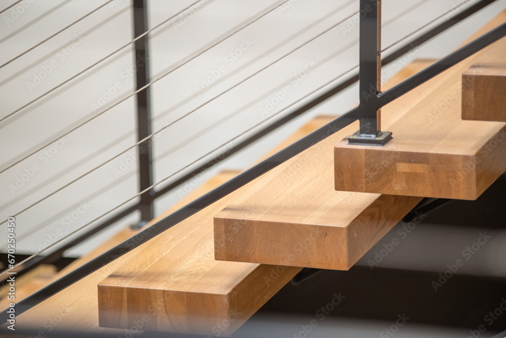 Obraz premium indoor stair and railing details close up