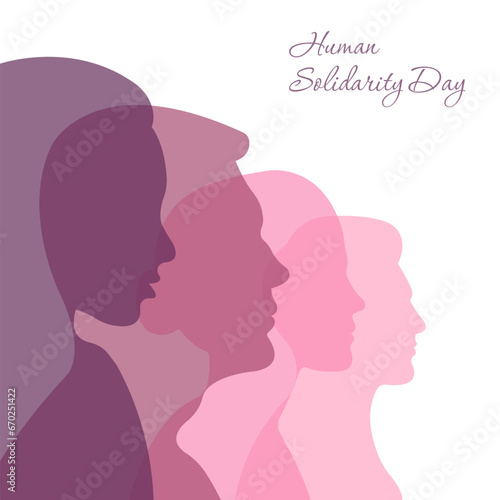 International Human Solidarity Day.Vector illustration with silhouettes of men and women standing side by side together. © SVIATLANA