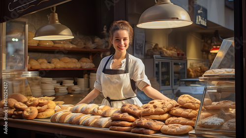 Welcoming Bakery with Attentive Shop Assistant and Freshly Baked Delights