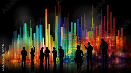 vibrant and dynamic image that represents the concept of a thriving stock market, energy and momentum of the financial world, incorporating elements like upward trending graphs
