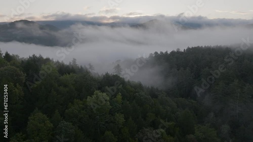Foggy mountains before dawn