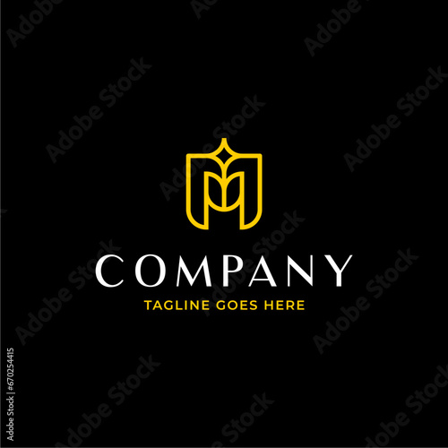 Luxury diamond initial M logo template