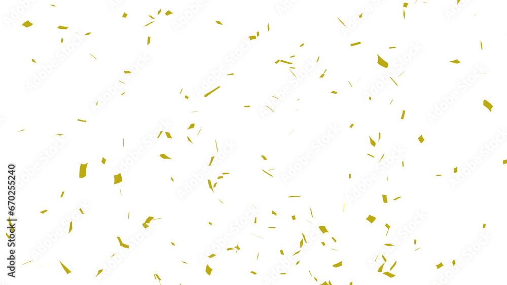 Golden confetti falling down, party popper PNG. Create birthday and party decoration concept.  Transparent background - obrazy, fototapety, plakaty 