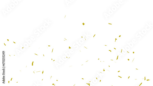 Golden confetti falling down, party popper PNG. Create birthday and party decoration concept.  Transparent background