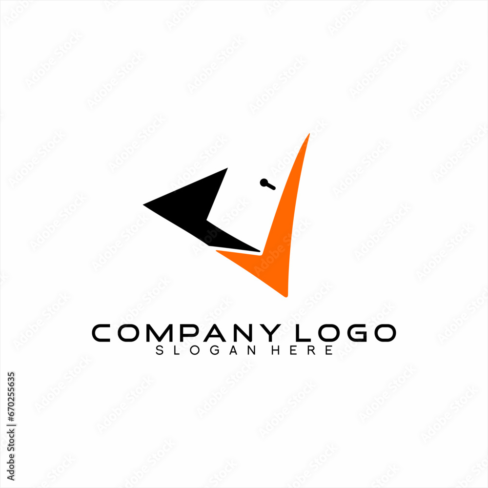 Geometric abstract letter V logo design with check mark and door. Geometric abstract letter V logo design with check mark and door.