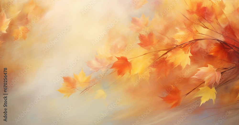 Autumn background with yellow leaves on blurred bokeh background Autumn background with yellow leaves on blurred bokeh background