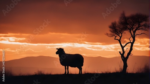 silhouette of  a sheep