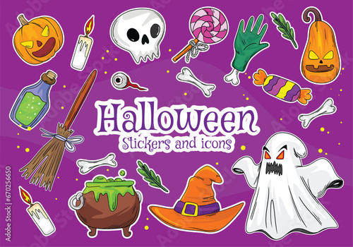 Sticker collection design for halloween party